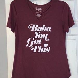 JCP burgundy cutout t-shirt